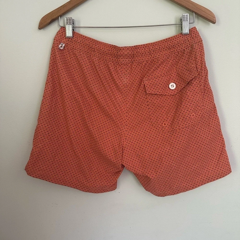 J. Crew Geometric Orange Swim Trunks